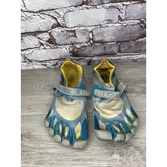 VIBRAM FiveFingers Gray Blue Textile Barefoot Running Shoes Women’s 38EU/7.5M US - Picture 1 of 16